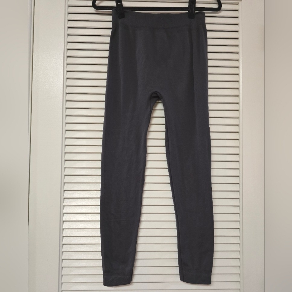 (One Size) Grey Stretch Leggings With Fleece Lining